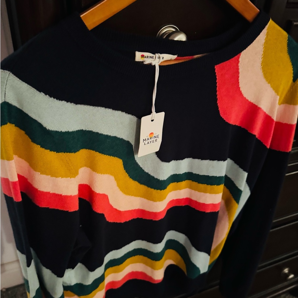 New retro design Women Marine Layer Multicolor sweater size Large 🌸🌻🌺 - Picture 3 of 9